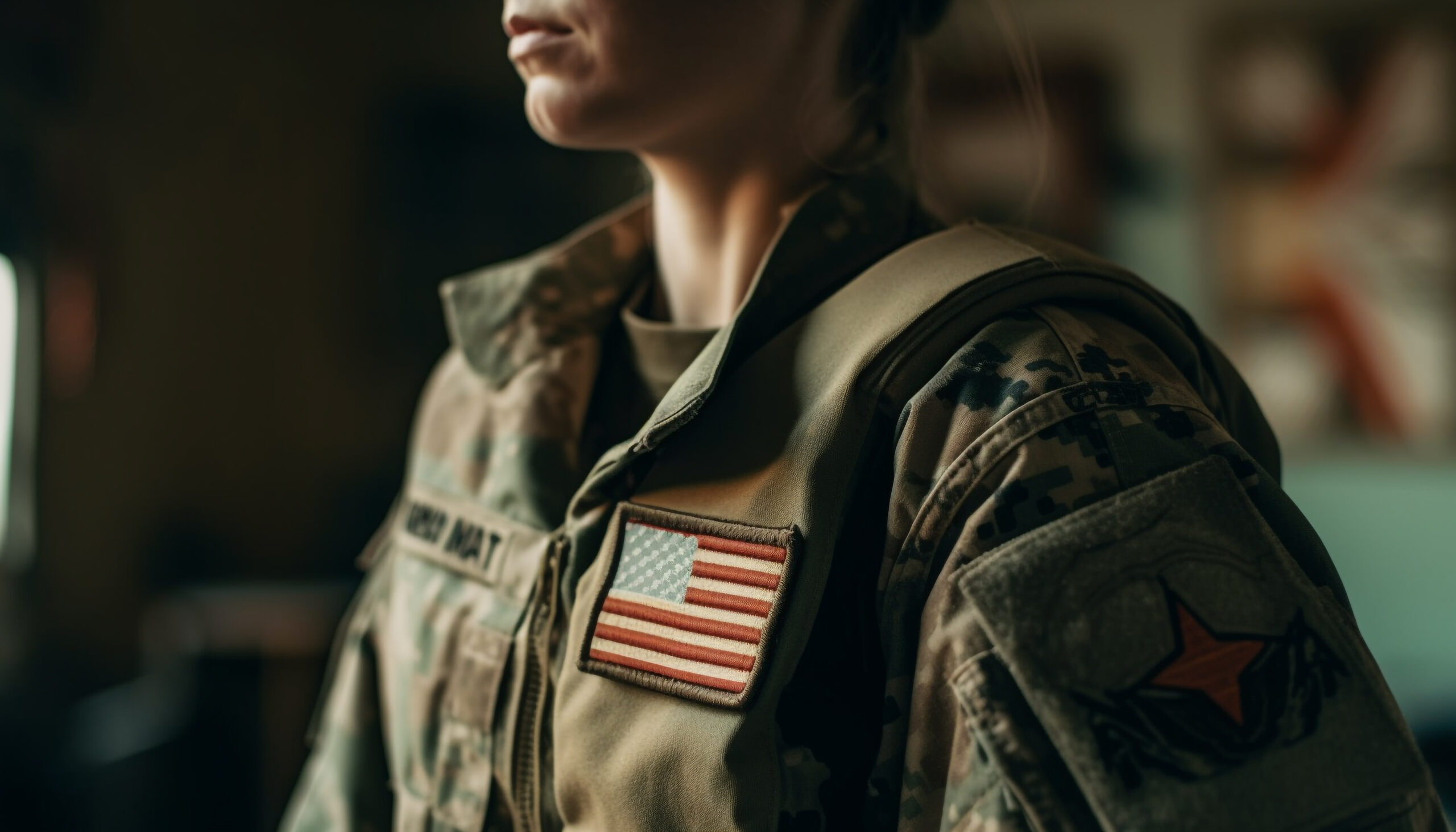 Young woman in military uniform 